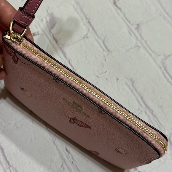 COACH Corner Zip Wristlet In Pink Signature Canvas With ButterFly Print NWT - Picture 7 of 10